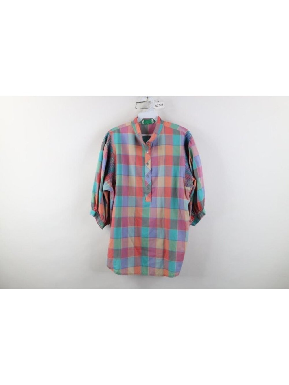 Vintage 70s 80s Streetwear Womens Large Puff Sleeve Country Button Down Shirt